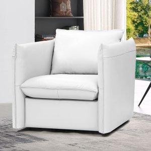 Divani Casa Tamworth - Modern White Leather Swivel Lounge Chair