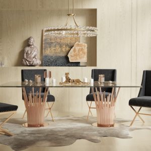 Modrest Paxton Modern Glass & Rosegold Dining Table