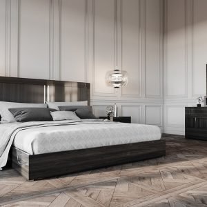 Modrest Ari Italian Modern Grey EK Bedroom Set without Mirror