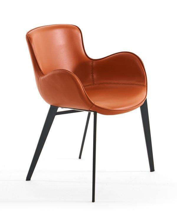 Modrest Tayla - Modern Cognac Eco-Leather Dining Chair - Image 3
