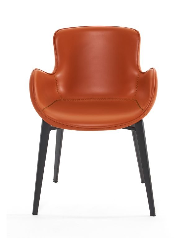 Modrest Tayla - Modern Cognac Eco-Leather Dining Chair - Image 2