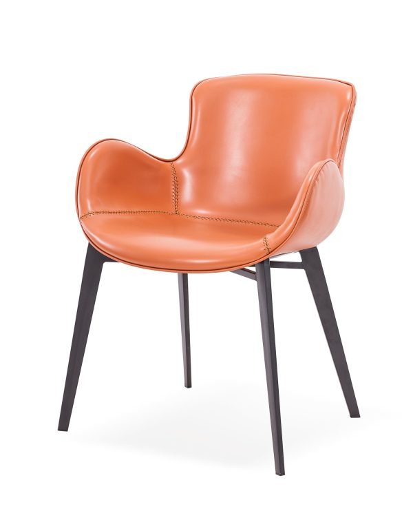Modrest Tayla - Modern Cognac Eco-Leather Dining Chair