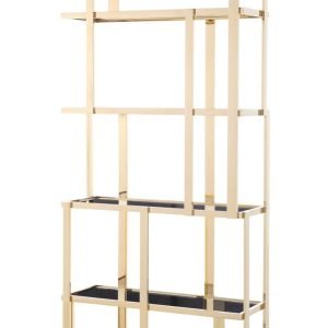 Modrest Tipton - Modern Grey Glass & Gold Bookshelf
