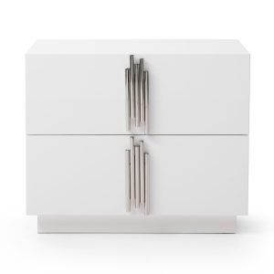 Modrest Token - Modern White & Stainless Steel Nightstand
