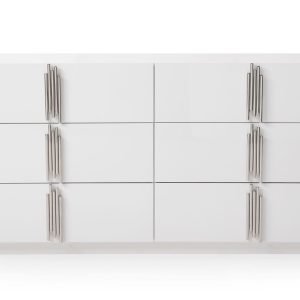Modrest Token - Modern White & Stainless Steel Dresser