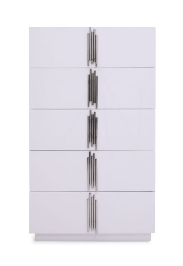 Modrest Token - Modern Glossy White & Stainless Steel Chest