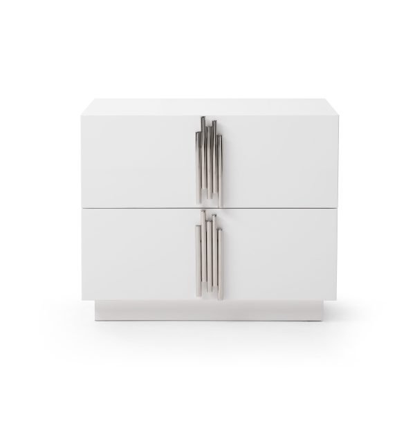 Modrest Token - Modern White + Stainless Steel Bed + Nightstands - Image 2