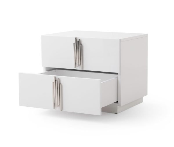 Modrest Token - Modern White + Stainless Steel Bed + Nightstands - Image 4