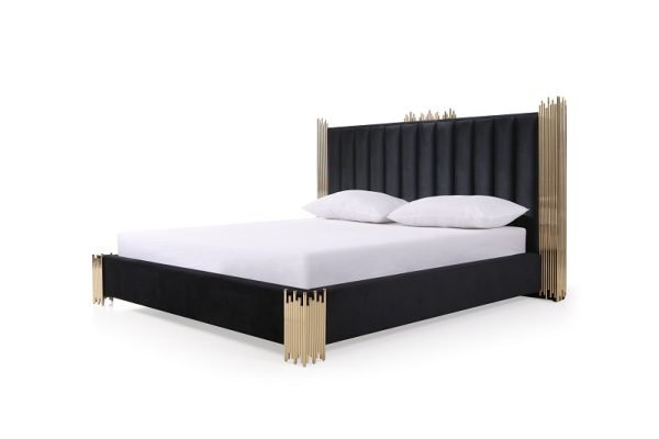 Modrest Token - Modern Black + Gold Bed + Nightstands - Image 3