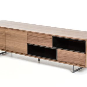 Modrest Torlonia Modern Walnut & Black TV Stand
