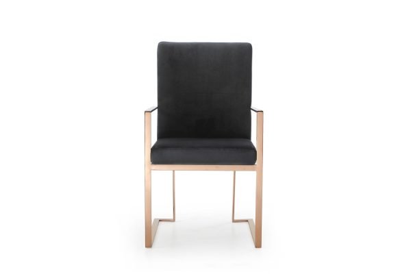 Modrest Trea - Modern Black Velvet & Rosegold Dining Chair - Image 2