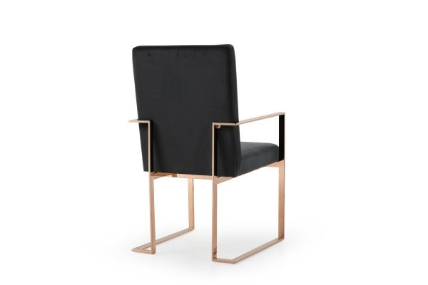 Modrest Trea - Modern Black Velvet & Rosegold Dining Chair - Image 3