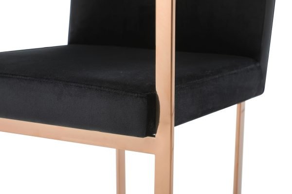 Modrest Trea - Modern Black Velvet & Rosegold Dining Chair - Image 5