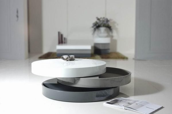 Trio 3 Modern 3-Tone Lacquer Round Coffee Table - Image 2