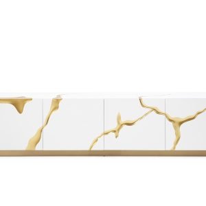 Modrest Aspen Modern White & Gold TV Stand