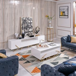 Modrest Legend Modern White & Gold 79" TV Stand