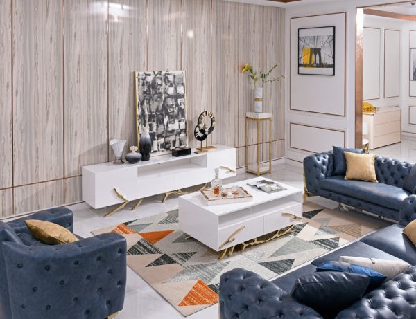 Modrest Legend Modern White & Gold 79" TV Stand