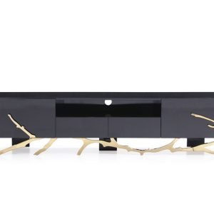 Modrest Legend Modern Black & Champagne Gold 87" TV Stand