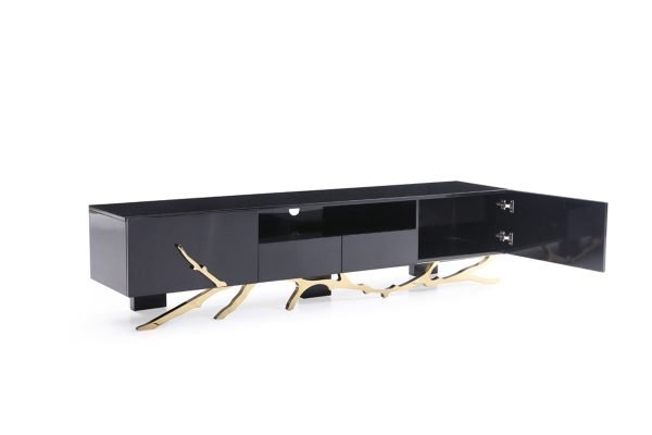 Modrest Legend Modern Black & Champagne Gold 87" TV Stand - Image 3