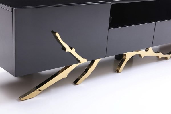 Modrest Legend Modern Black & Champagne Gold 87" TV Stand - Image 5