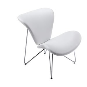 Modrest Decatur Mid-Century White Leatherette Accent Chair