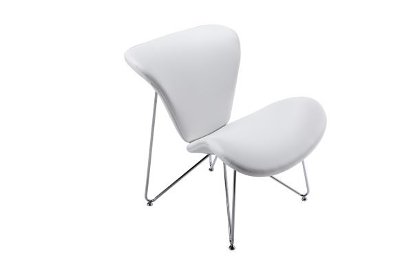 Modrest Decatur Mid-Century White Leatherette Accent Chair