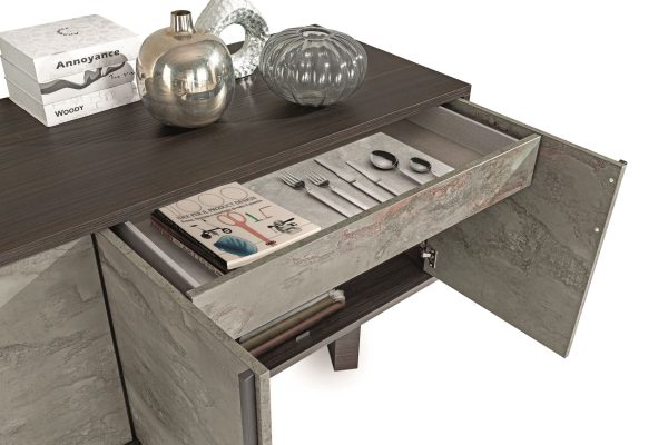 Nova Domus Amsterdam - Modern Grey Volcano & Eucalyptus Oak Buffet - Image 3