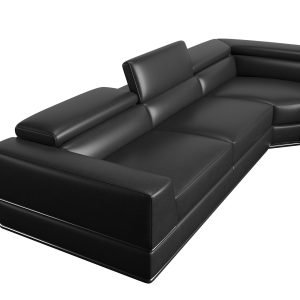 Divani Casa Pella - Modern Black Italian Leather U Shaped Sectional Sofa