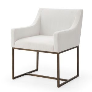 Modrest Elijah - Modern Off White & Copper Antique Brass Dining Chair