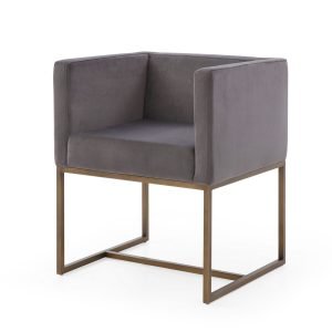 Modrest Marty - Modern Dark Grey & Copper Antique Brass Dining Chair