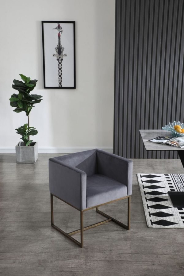 Modrest Marty - Modern Dark Grey & Copper Antique Brass Dining Chair - Image 2