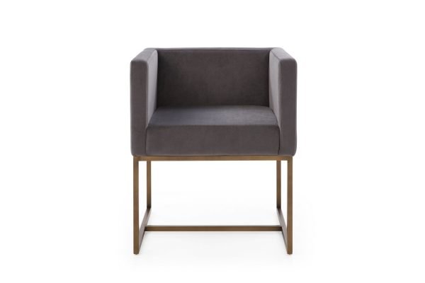 Modrest Marty - Modern Dark Grey & Copper Antique Brass Dining Chair - Image 4
