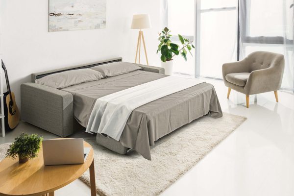 Modrest Made in Italy Urrita - Modern Gray Fabric Sofa Bed w/ Full Size Mattress - Image 4
