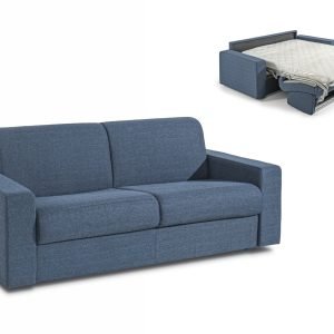 Modrest Made in Italy Urrita - Modern Blue Fabric Sofa Bed w/Full Size Mattress