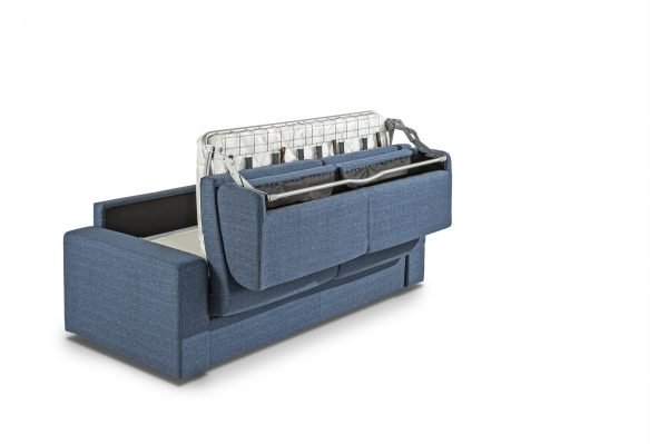 Modrest Made in Italy Urrita - Modern Blue Fabric Sofa Bed w/Full Size Mattress - Image 2