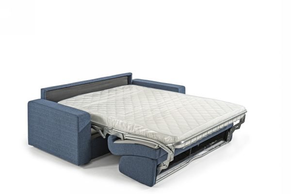 Modrest Made in Italy Urrita - Modern Blue Fabric Sofa Bed w/Full Size Mattress - Image 3