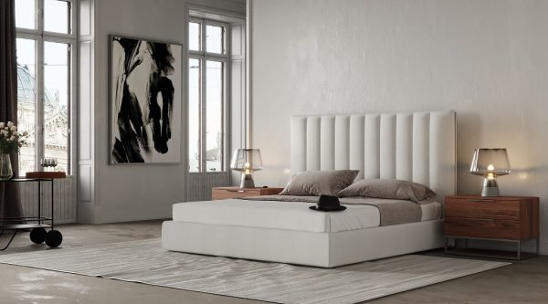 Modrest Valhalla - Contemporary White Fabric EK Bed - Image 2