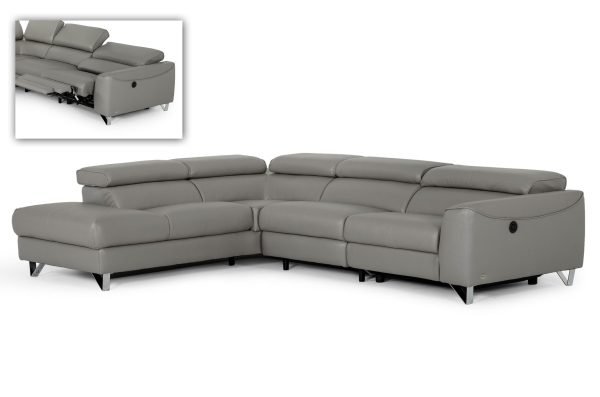 Divani Casa Versa - Modern Grey Teco-Leather Left Facing Sectional Sofa with Recliner - Image 5