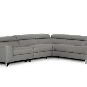 Divani Casa Versa - Modern Grey Teco-Leather Right Facing Sectional Sofa with Recliner