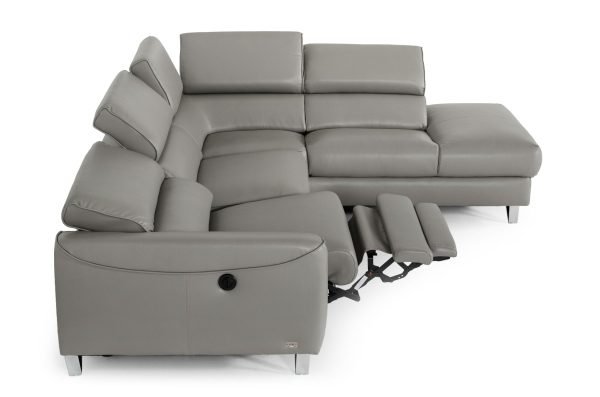 Divani Casa Versa - Modern Grey Teco-Leather Right Facing Sectional Sofa with Recliner - Image 4