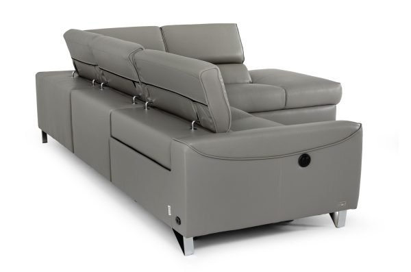 Divani Casa Versa - Modern Grey Teco-Leather Right Facing Sectional Sofa with Recliner - Image 5