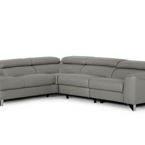 Divani Casa Versa - Modern Grey Teco-Leather Left Facing Sectional Sofa with Recliner