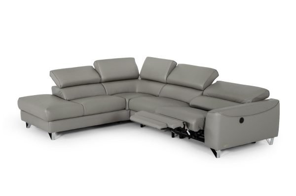 Divani Casa Versa - Modern Grey Teco-Leather Left Facing Sectional Sofa with Recliner - Image 2