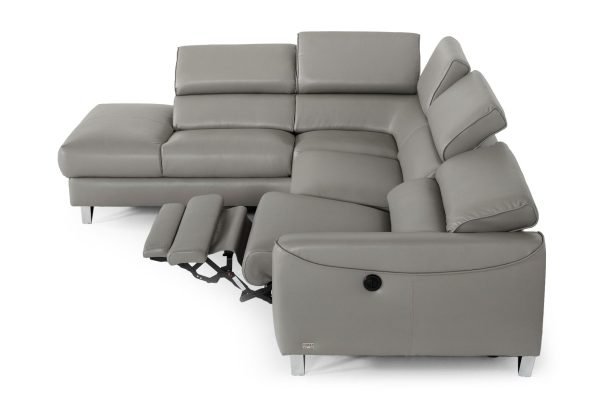 Divani Casa Versa - Modern Grey Teco-Leather Left Facing Sectional Sofa with Recliner - Image 3