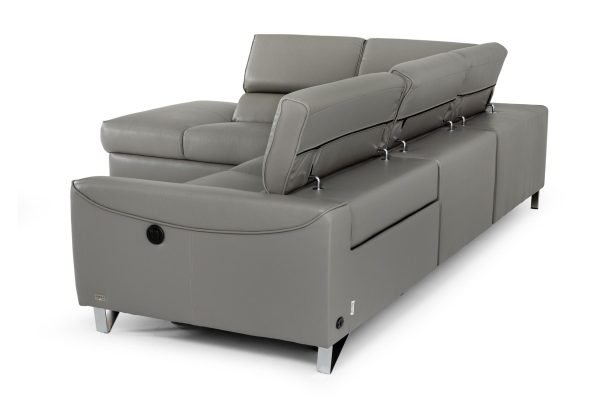 Divani Casa Versa - Modern Grey Teco-Leather Left Facing Sectional Sofa with Recliner - Image 4