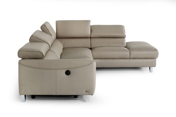Divani Casa Versa - Modern Light Taupe Eco-Leather Right Facing Sectional Sofa with Recliner - Image 5
