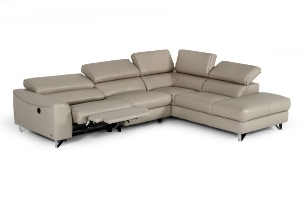 Divani Casa Versa - Modern Light Taupe Eco-Leather Right Facing Sectional Sofa with Recliner - Image 4