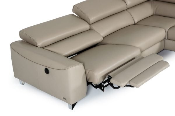 Divani Casa Versa - Modern Light Taupe Eco-Leather Right Facing Sectional Sofa with Recliner - Image 2