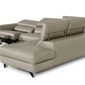 Divani Casa Versa - Modern Light Taupe Eco-Leather Right Facing Sectional Sofa with Recliner