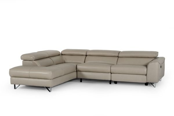 Divani Casa Versa - Modern Light Taupe Eco-Leather Left Facing Sectional Sofa with Recliner - Image 2